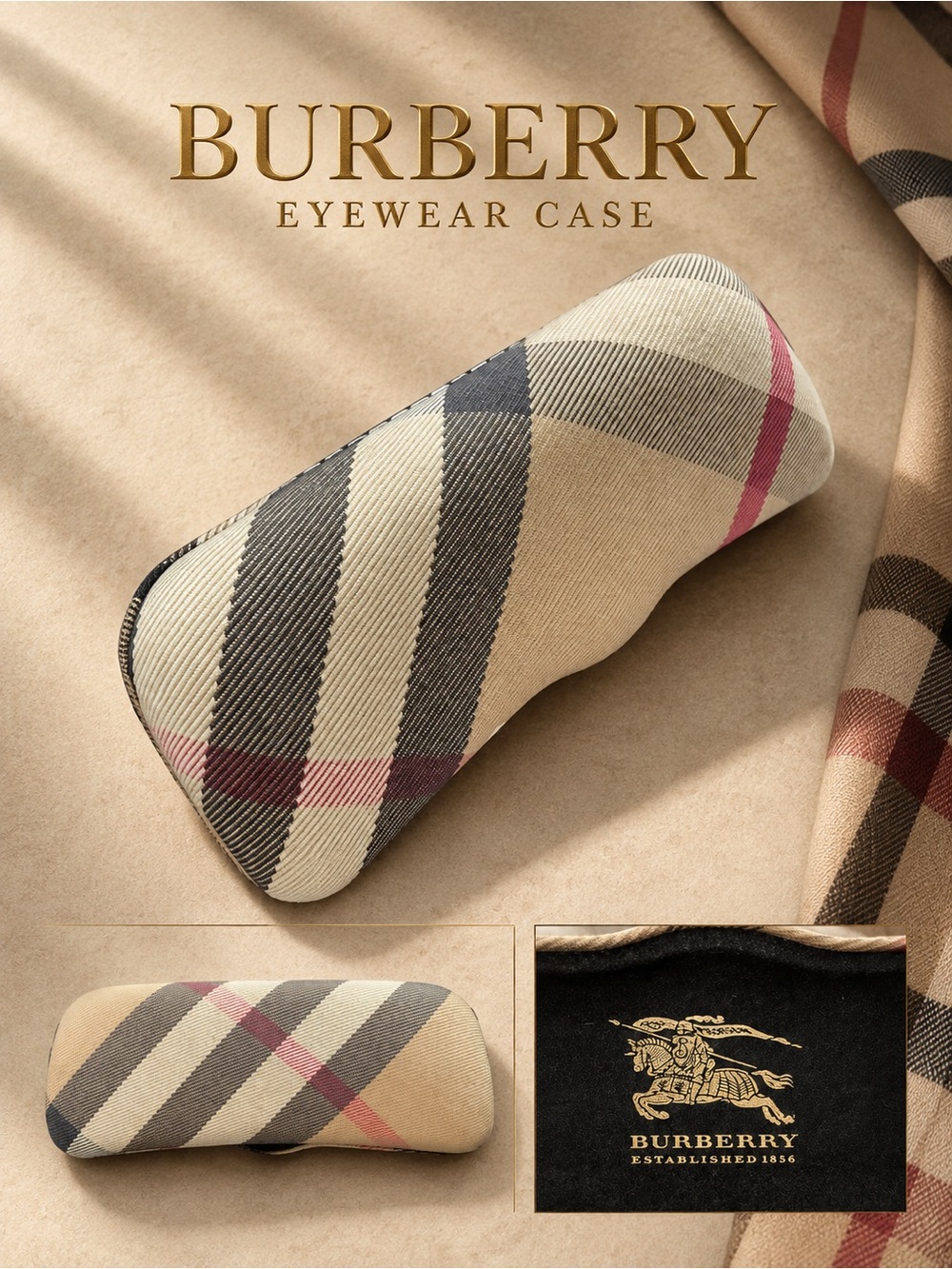 Authentic Burberry Nova Check Hard-Shell Sunglasses Eyeglasses Case